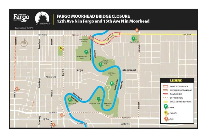 15 Av N Bridge closure Moorhead